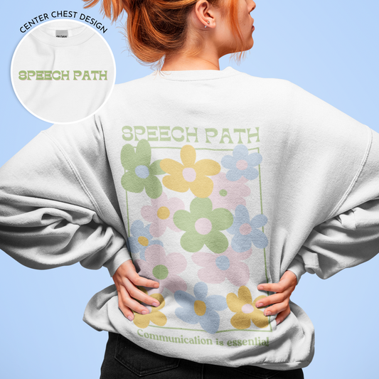 Speech Path Floral Crewneck Sweatshirt | Front and Back Design
