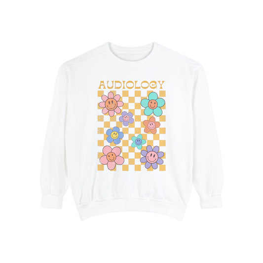 Audiology Distressed Retro Daisy Comfort Colors Sweatshirt