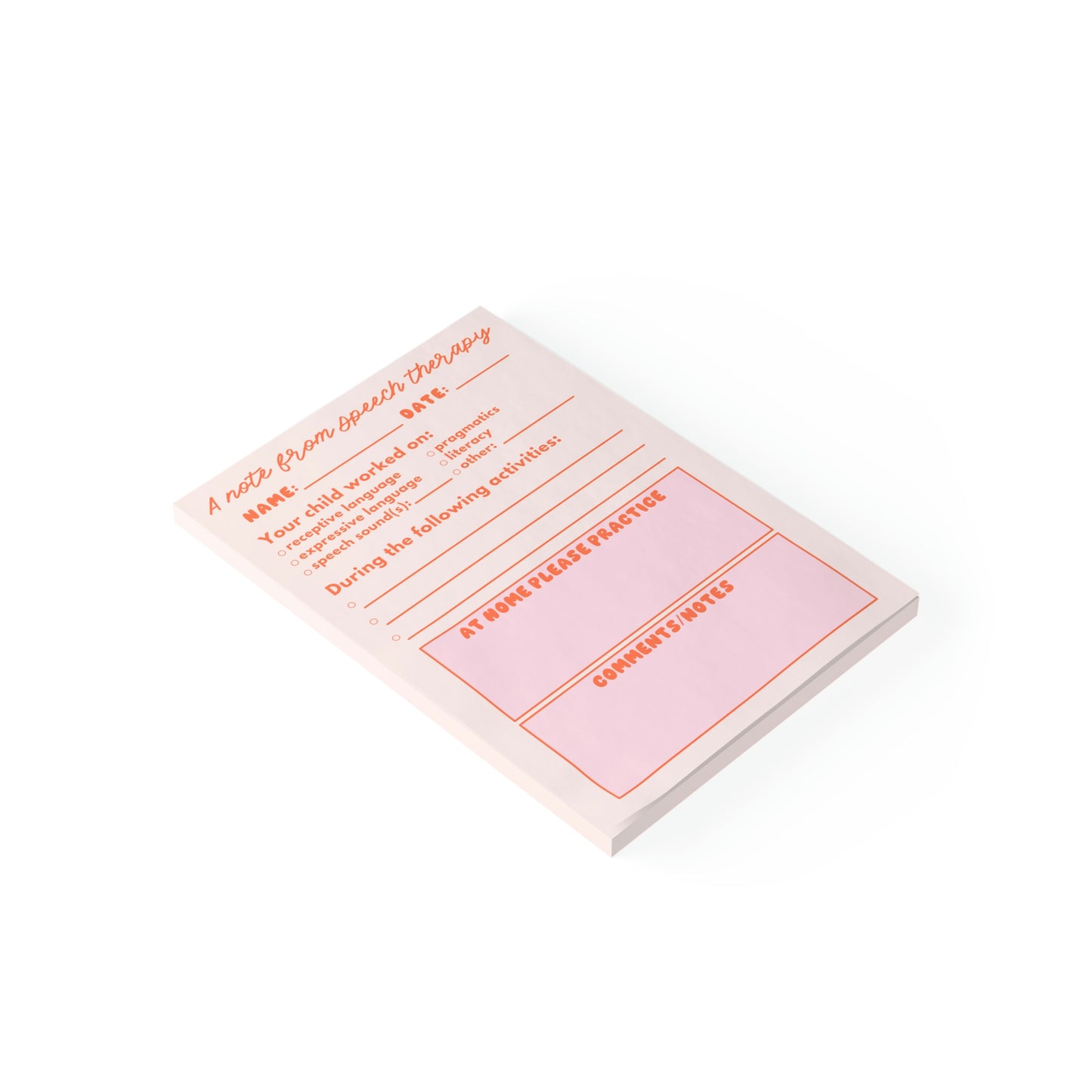 Speech-Language Session Post-it® Note Pads 4 x 6