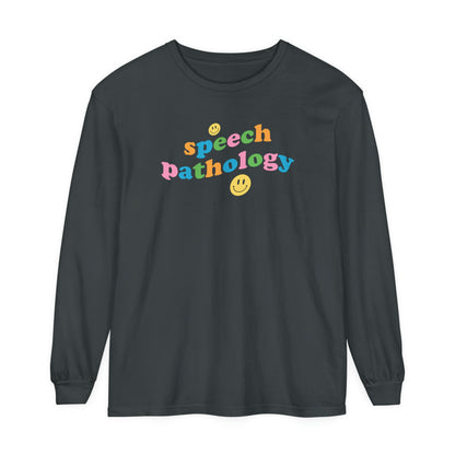 Speech Pathology Wavy Long Sleeve Comfort Colors T-Shirt