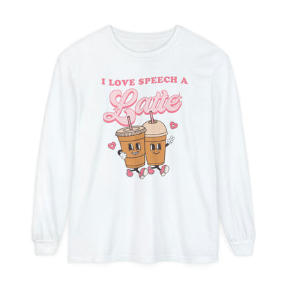 I Love Speech a Latte Long Sleeve Comfort Colors T-Shirt