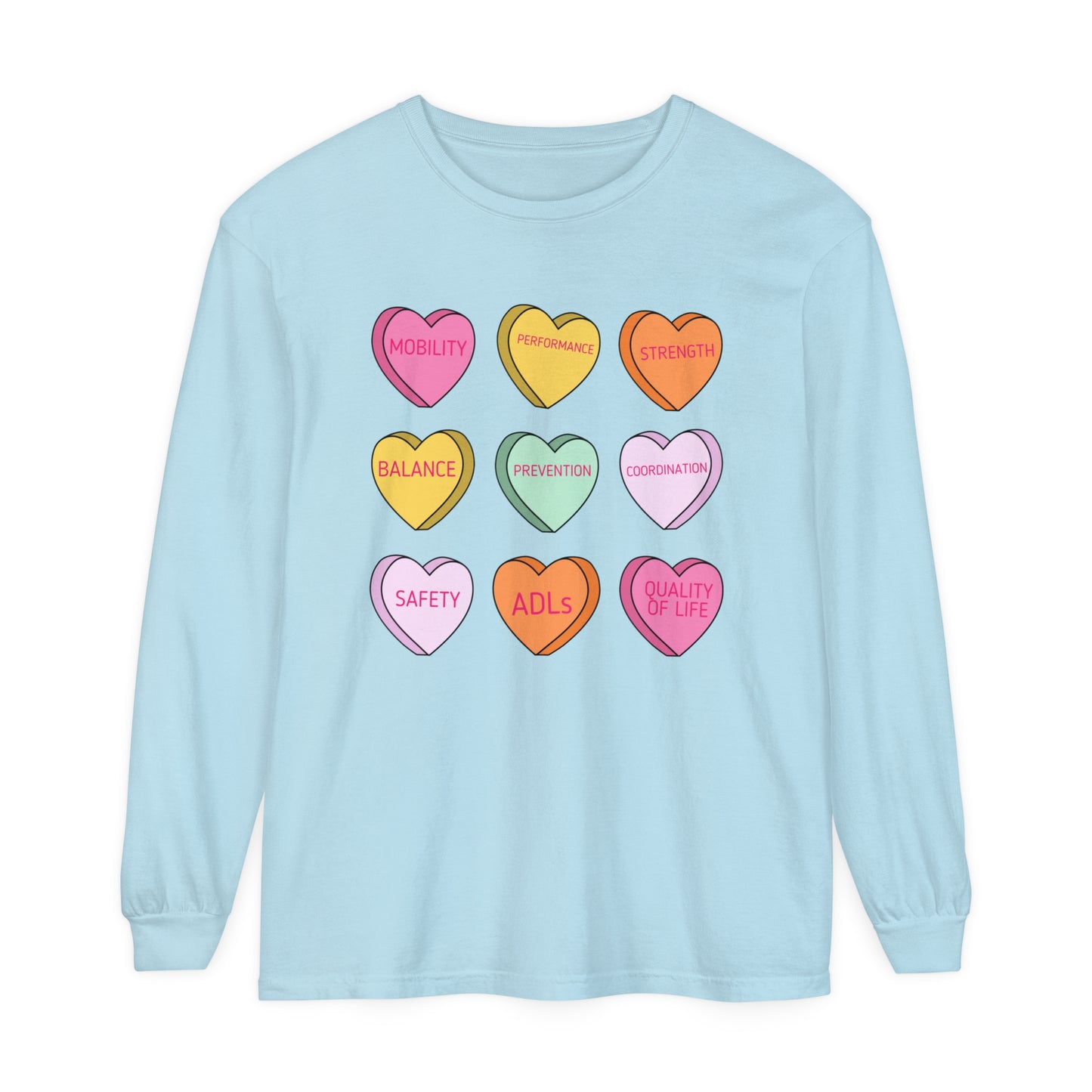 PT Scope Candy Hearts Long Sleeve Comfort Colors T-Shirt