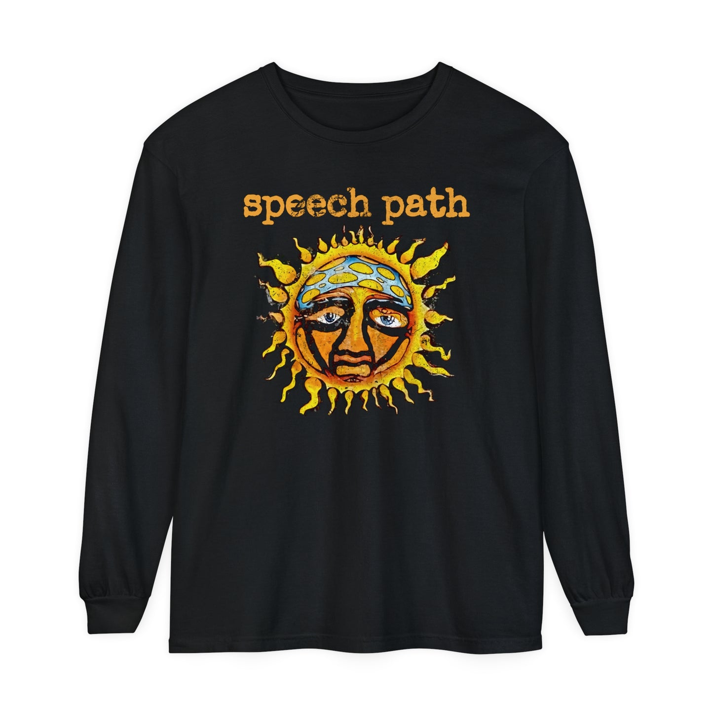 Speech Path Distressed Sun Band-Inspired Long Sleeve Comfort Colors T-Shirt