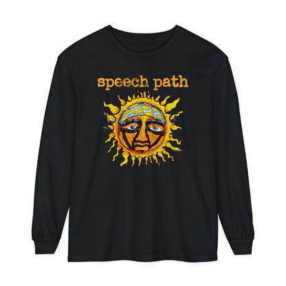 Speech Path Distressed Sun Band-Inspired Long Sleeve Comfort Colors T-Shirt