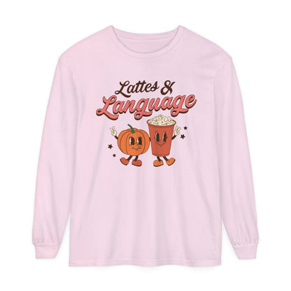 Lattes and Language Long Sleeve Comfort Colors T-Shirt