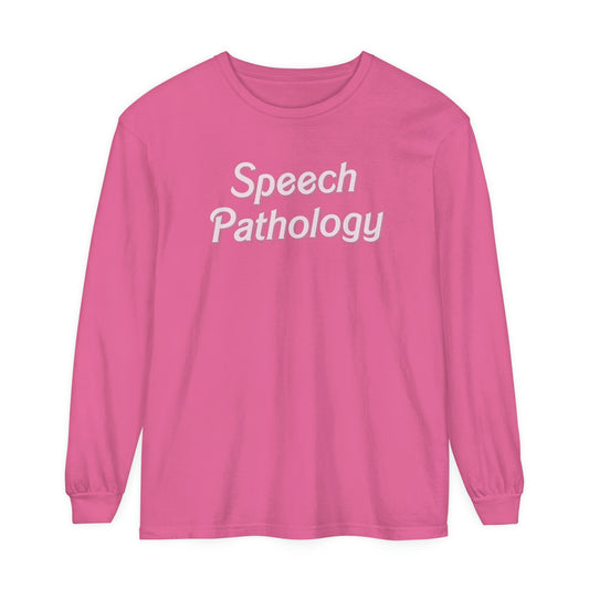 Pink Speech Pathology Long Sleeve Comfort Colors T-Shirt