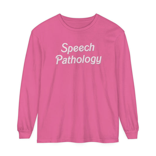 Pink Speech Pathology Long Sleeve Comfort Colors T-Shirt