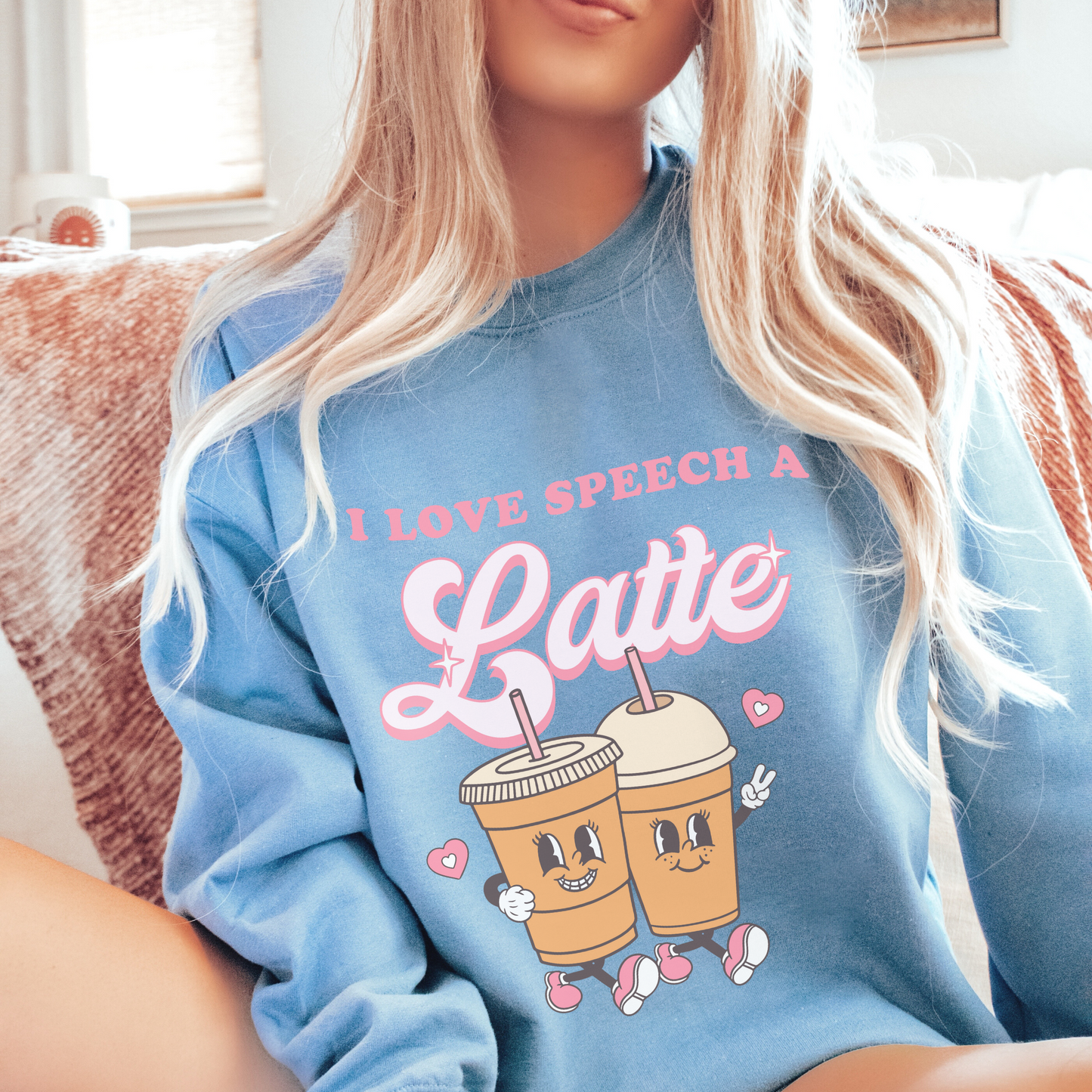 I Love Speech a Latte Crewneck Sweatshirt