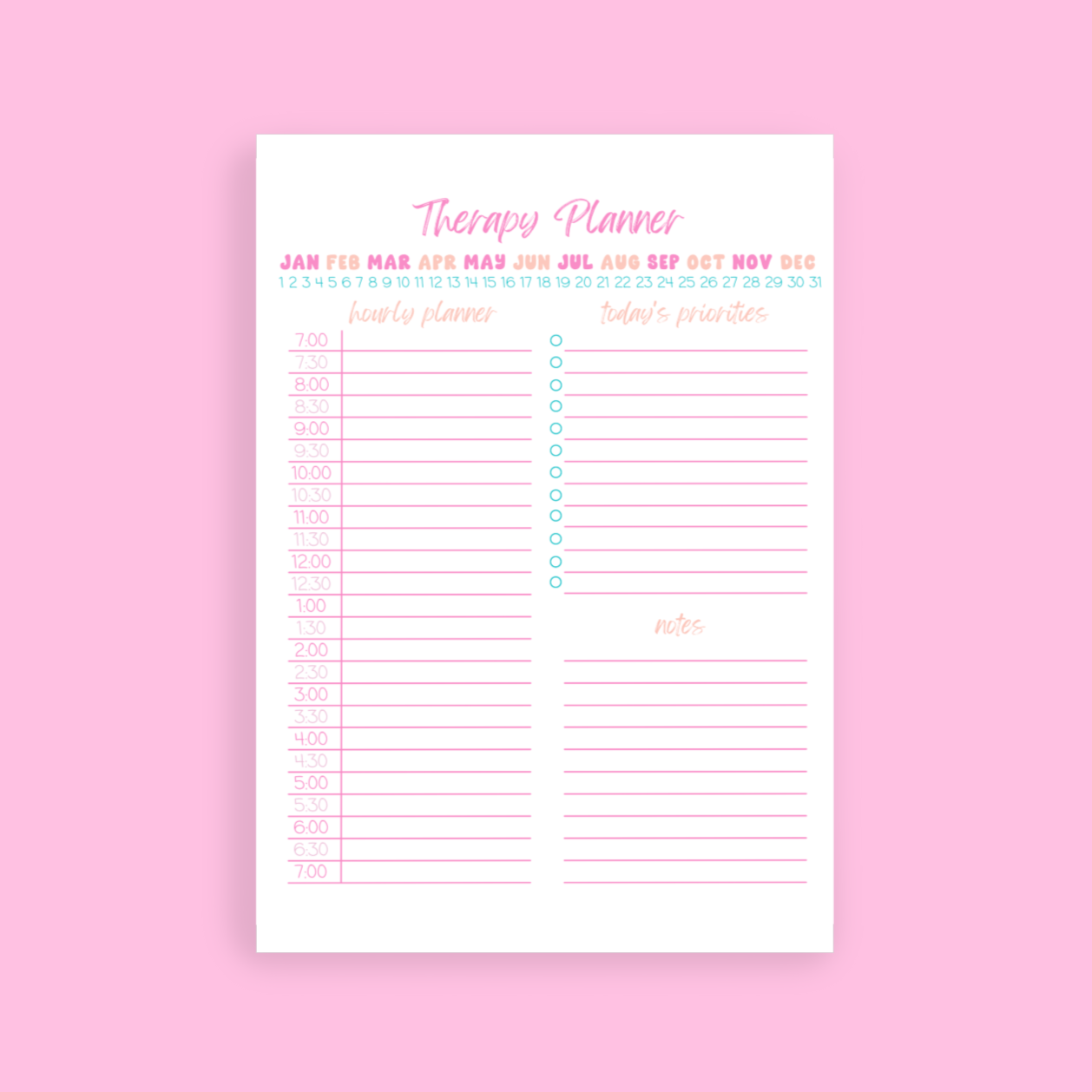 Printable Therapy Daily Planner