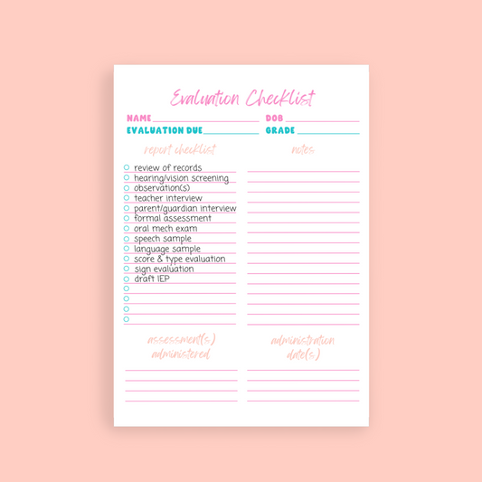Printable Evaluation Checklist