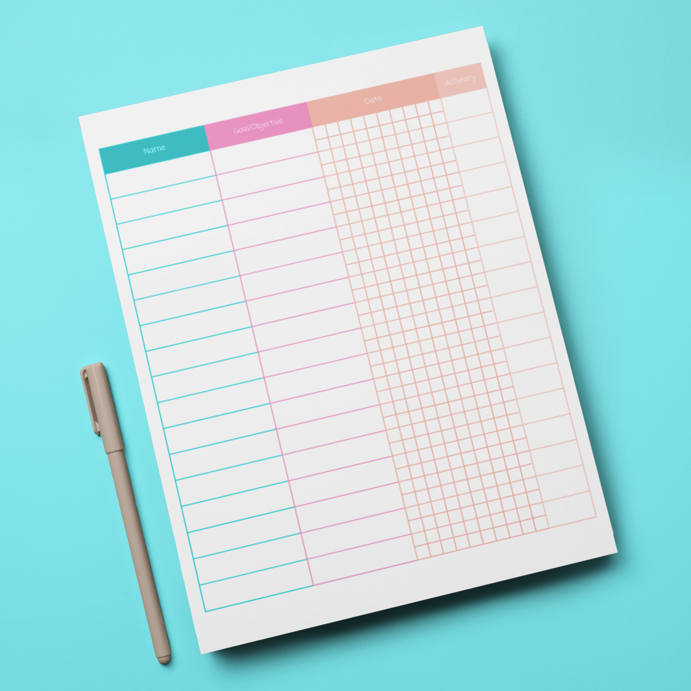 Printable Therapy Daily Data Sheet