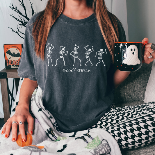 Spooky Speech Skeletons Comfort Colors T-Shirt