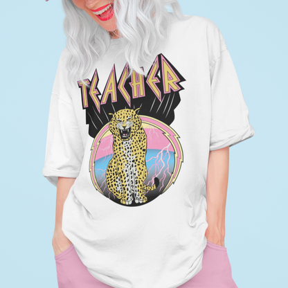 Rock Leopard Teacher Comfort Colors Short Sleeve T-Shirt