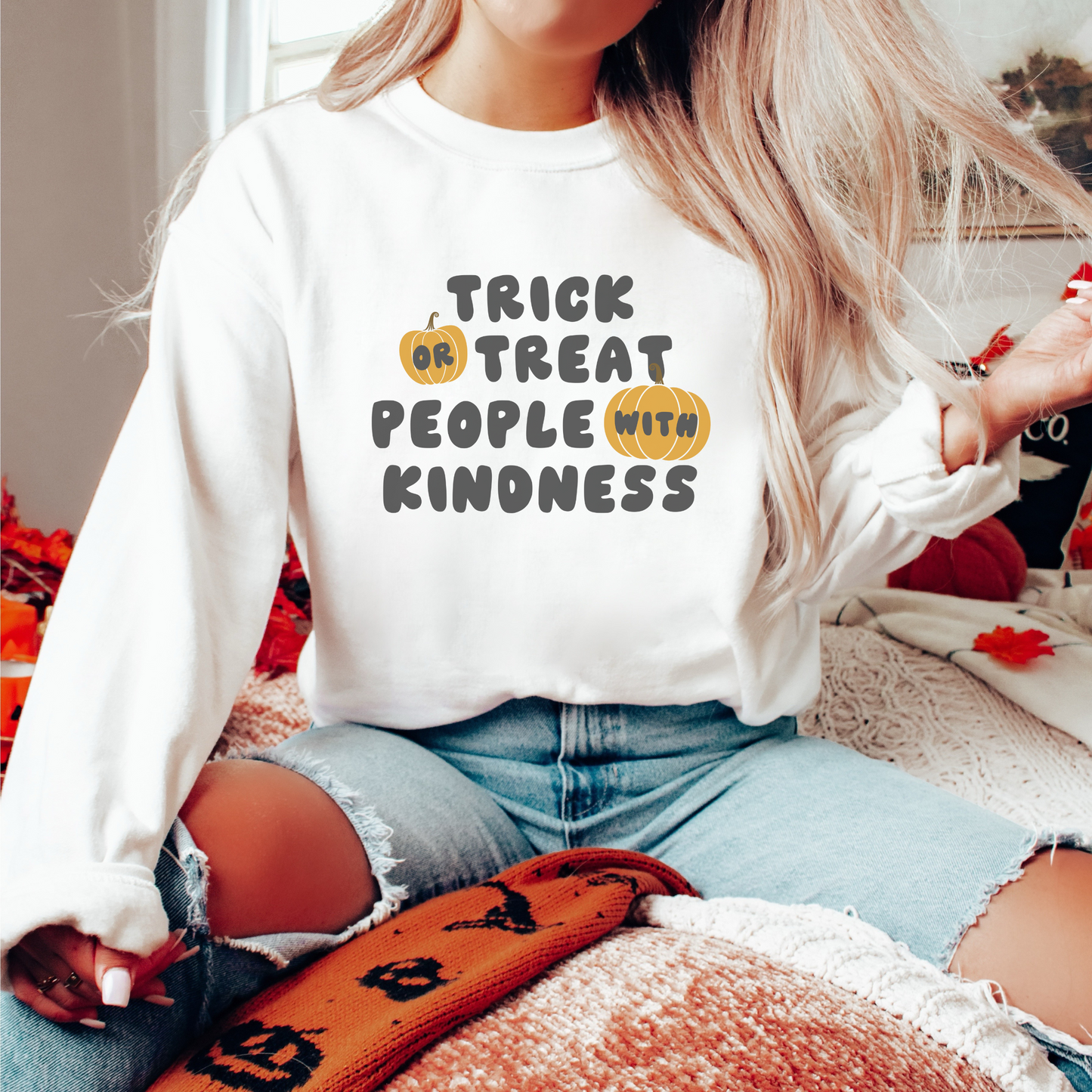 Trick or Treat People With Kindness Crewneck Sweatshirt